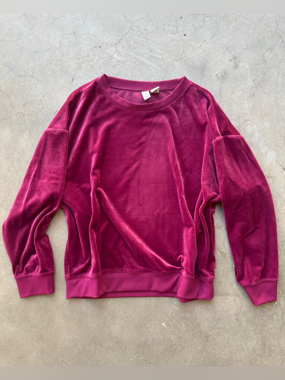 Joie Luxury Velvet Velour Drop Shoulder Sweatshirt Berry Pink Size Large